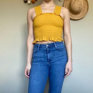 💖 3 for $35 PacSun | L.A. Hearts Yellow Smock Ruffle Crop Top